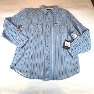 Seager Western Style Striped Long Sleeve Button Up Shirt Men's Size L